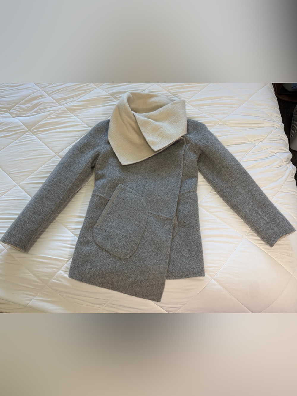 Mackage Reversible Wool Alpaca Coat Gray Ivory Lambskin Size S